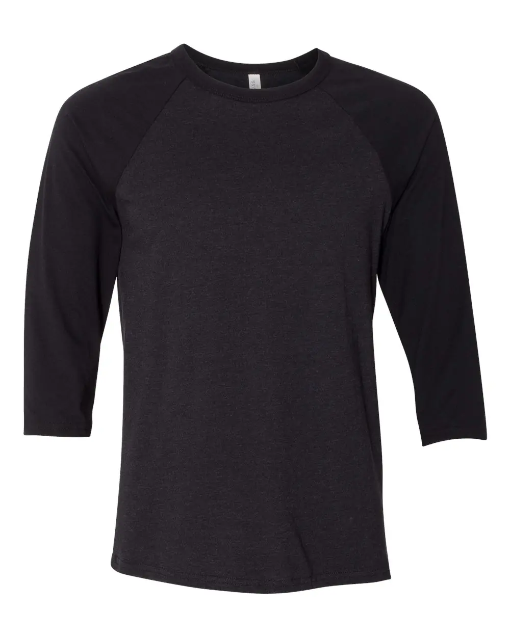 Bella + Canvas Unisex Three-Quarter Sleeve Baseball Tee in Black Heather/ Black