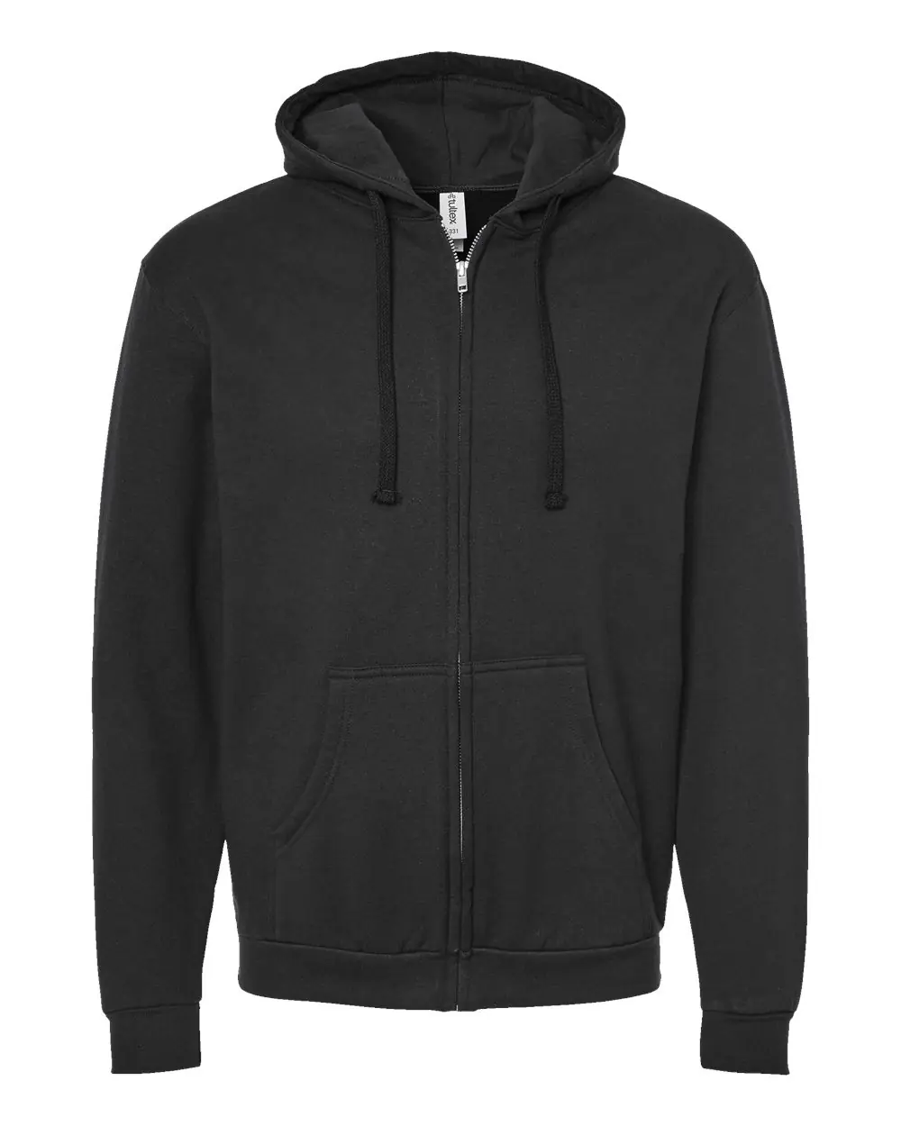 Tultex Unisex Full-Zip Hooded Sweatshirt in Black