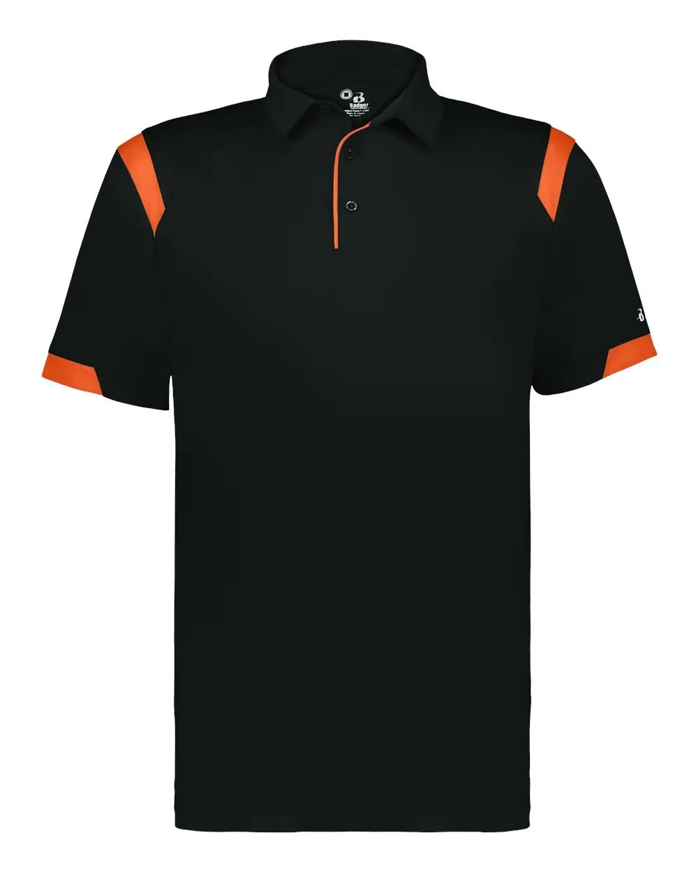 Badger Unisex On the Rise Polo in Black/ Burnt Orange