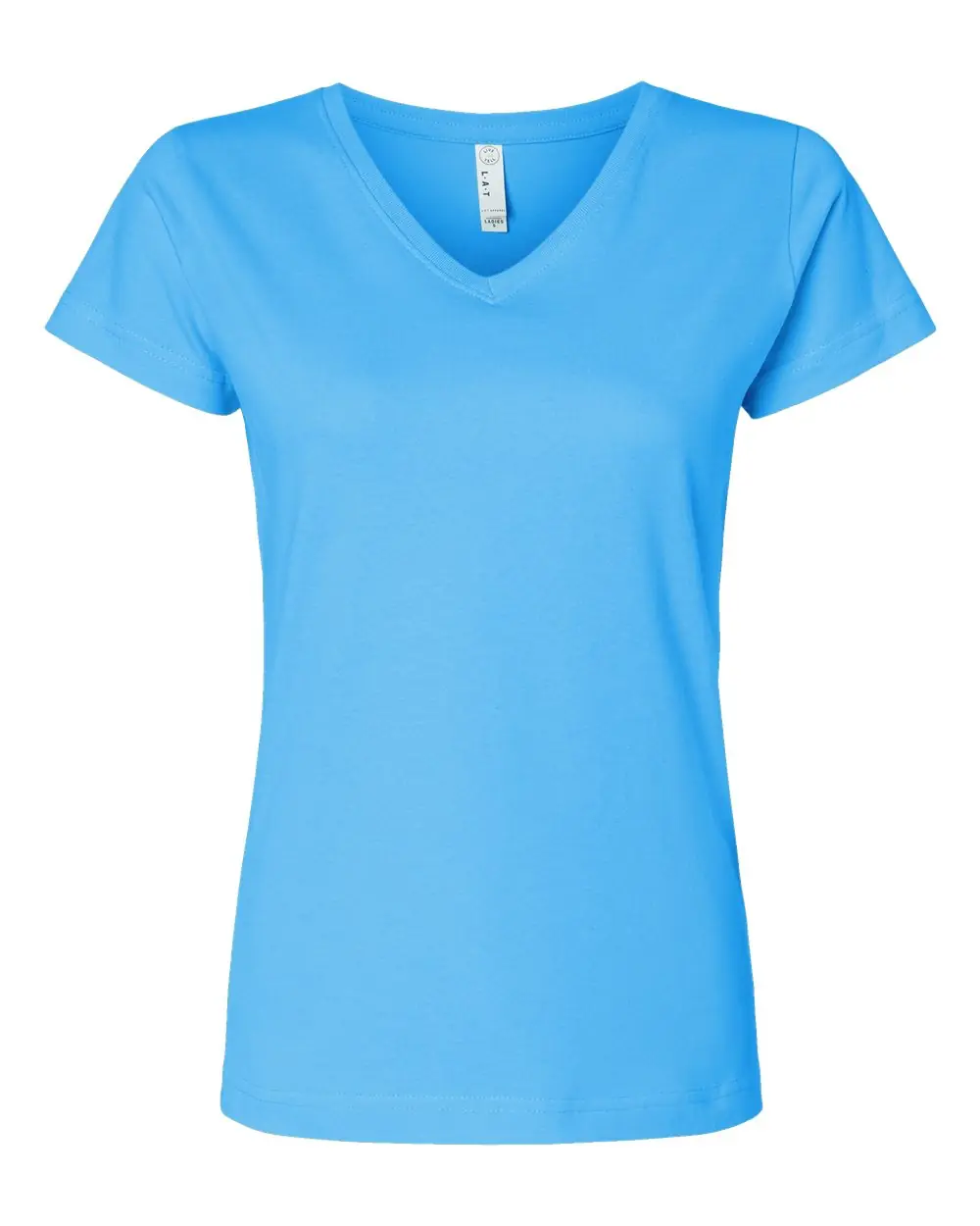 LAT Women's Fine Jersey V-Neck Tee in Aqua