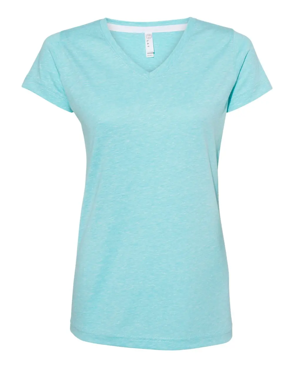 LAT Women's Harborside Mélange V-Neck Tee in Caribbean Melange