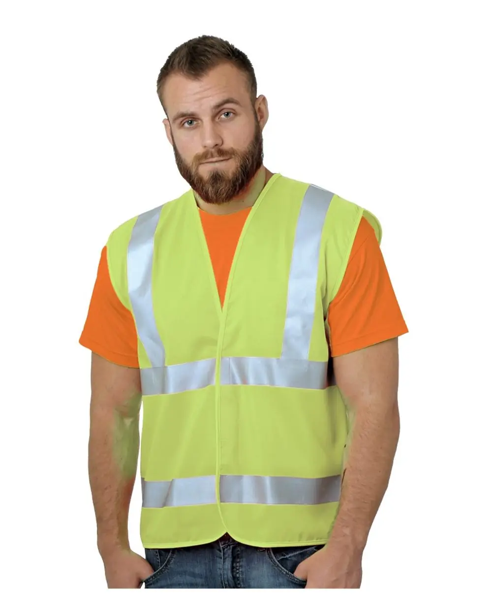 Bayside Unisex USA-Made Economy Class 2 ANSI Vest in Lime Green