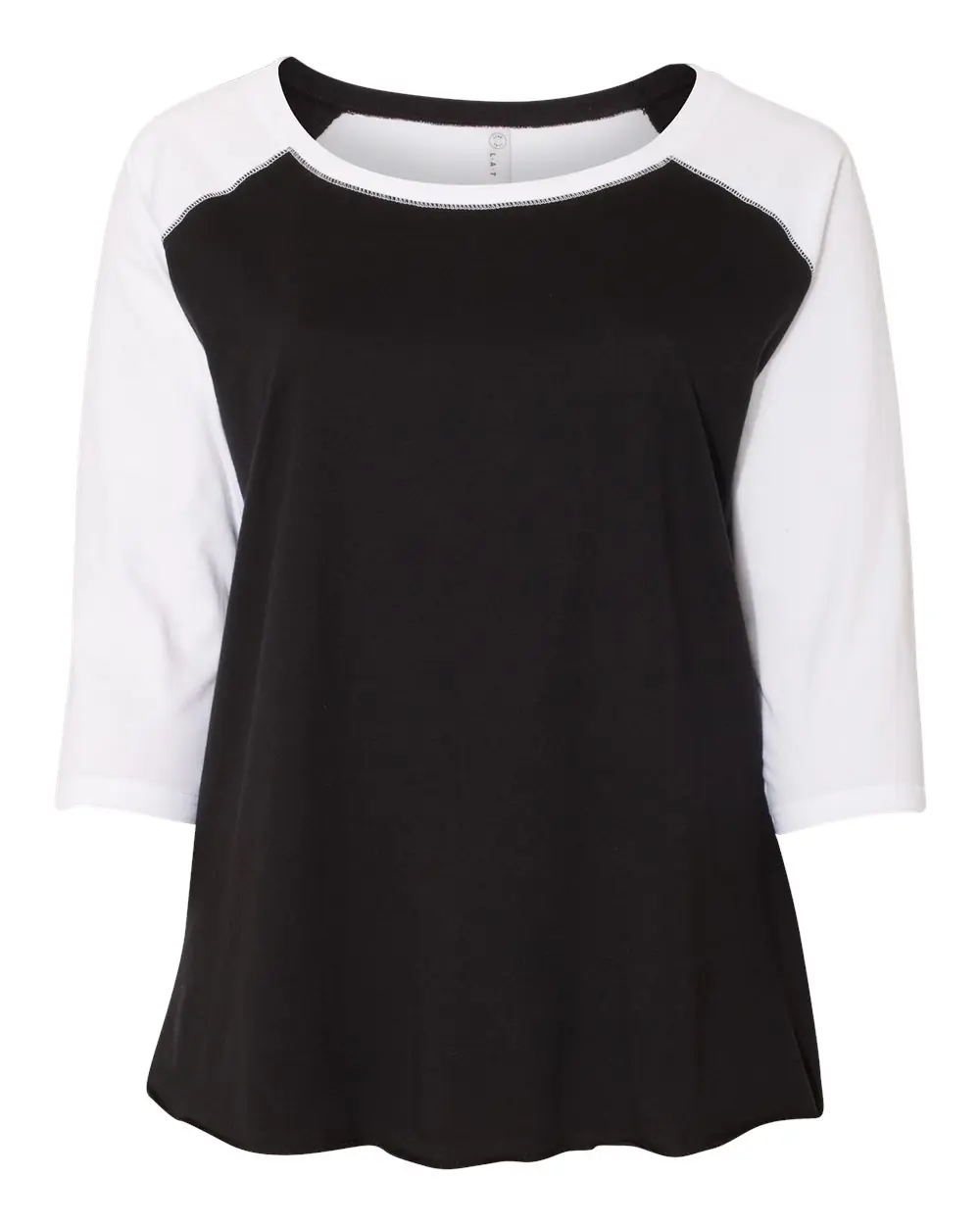 LAT Women's Curvy Collection Baseball Three-Quarter Sleeve Tee