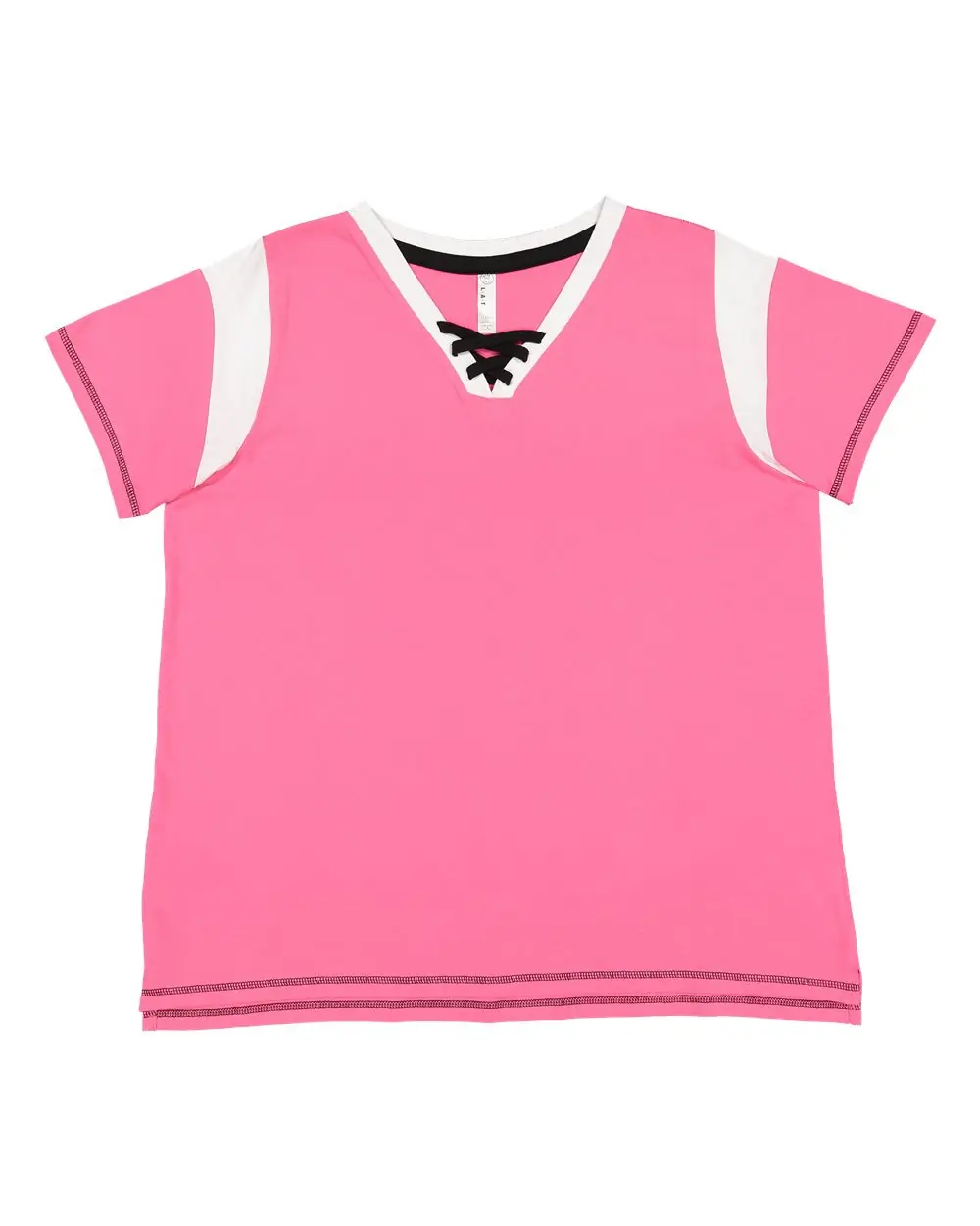LAT Women's Curvy Lace Up Fine Jersey Tee