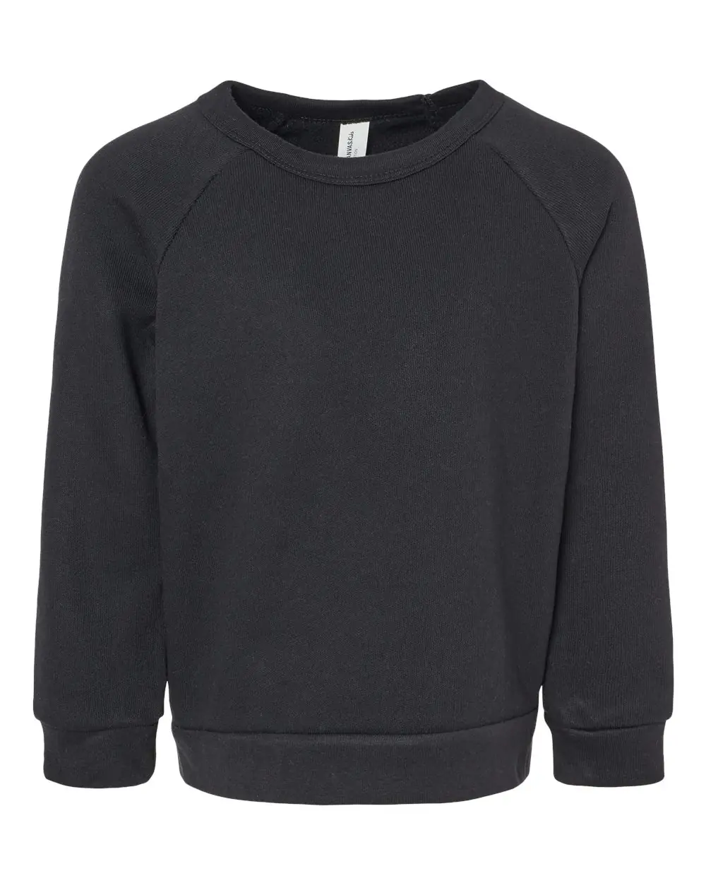 Bella + Canvas Toddler Sponge Fleece Raglan Crewneck Sweatshirt in Black