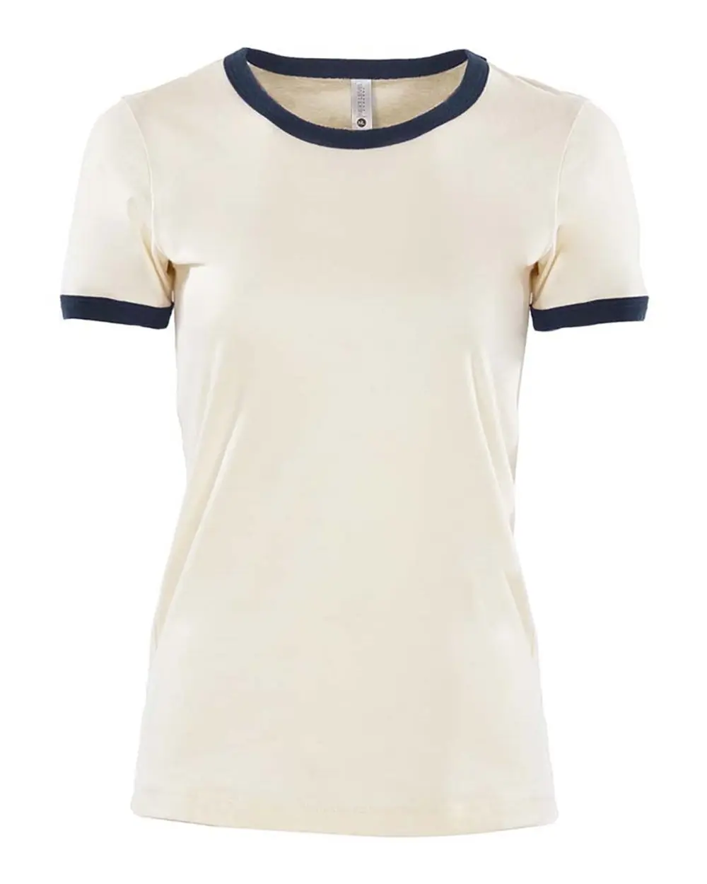 Next Level Apparel Women's Ringer Tee in Natural/ Midnight Navy