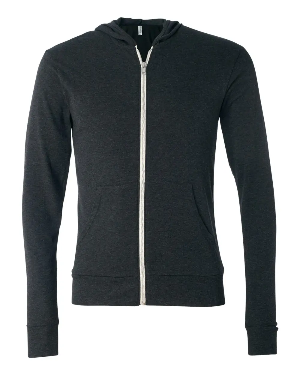 Bella + Canvas Unisex Triblend Lightweight Full-Zip Hooded Long Sleeve Tee