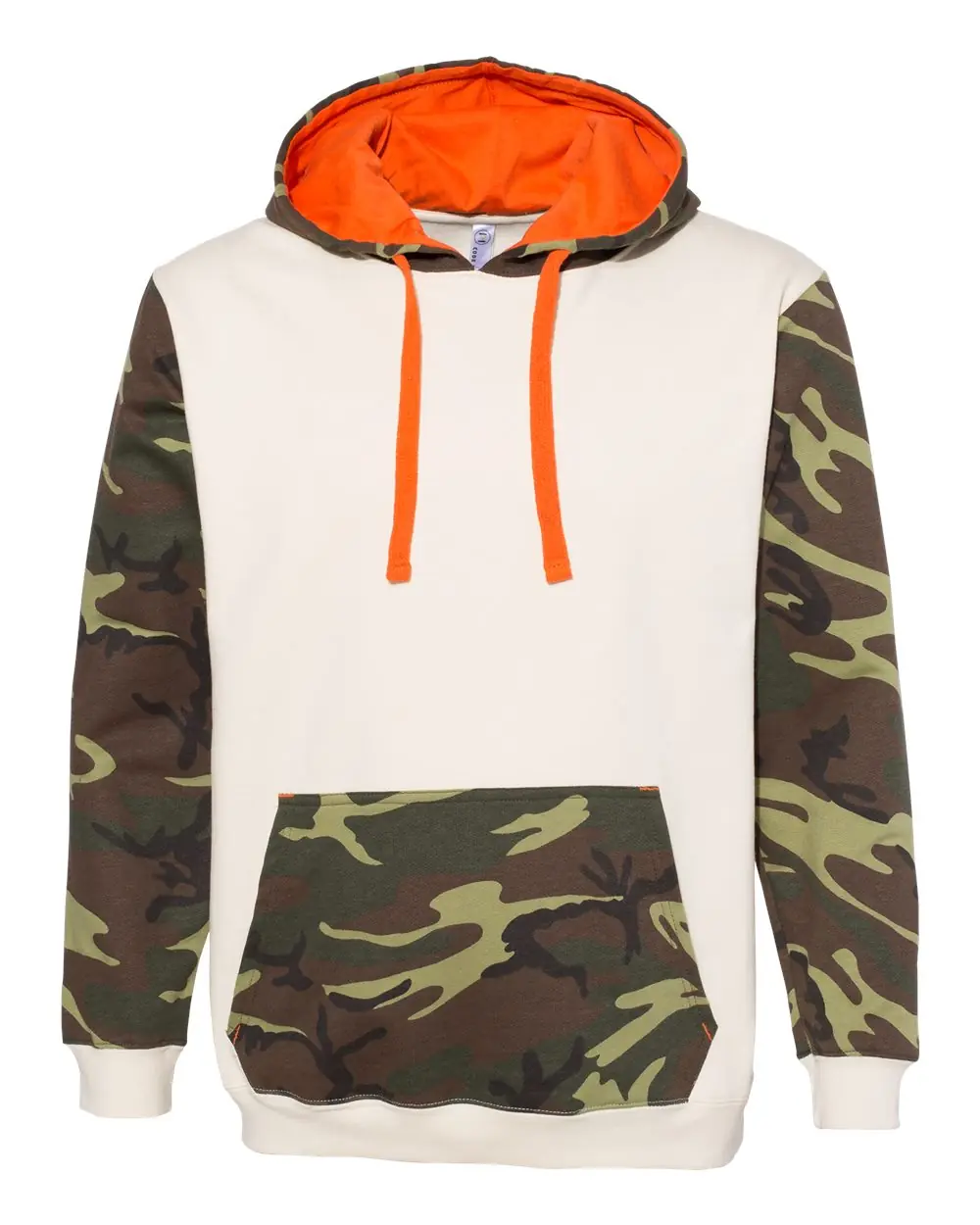 Code Five Unisex Fashion Camo Hoodie Sweatshirt in Natural/ Green Woodland/ Orange