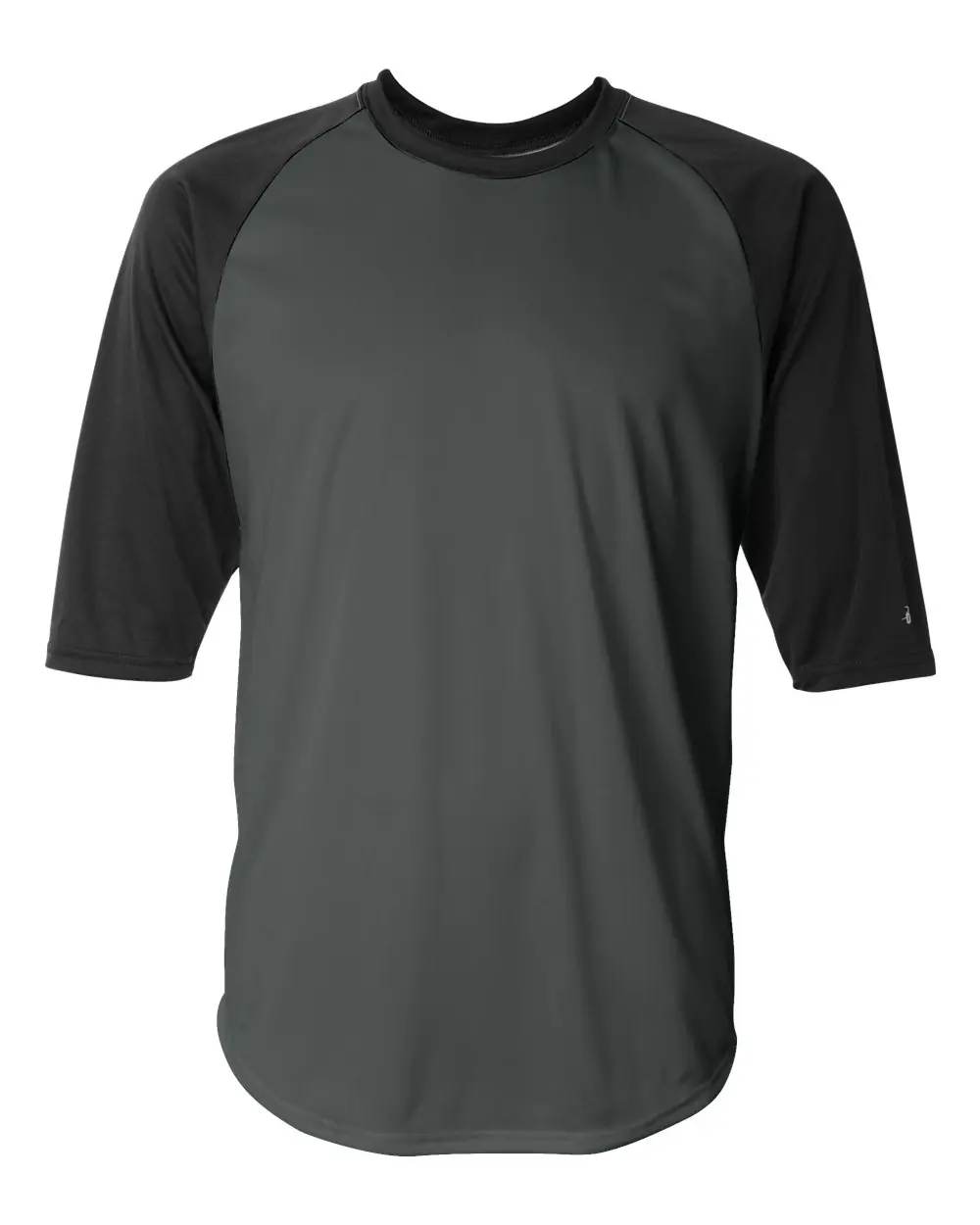 Badger Men's B-Core Three-Quarter Sleeve Baseball T-Shirt in Graphite/ Black