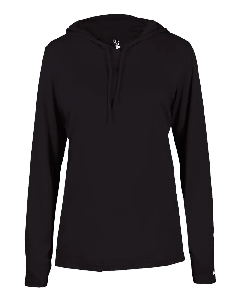 Badger Women's B-Core Long Sleeve Hooded T-Shirt in Black