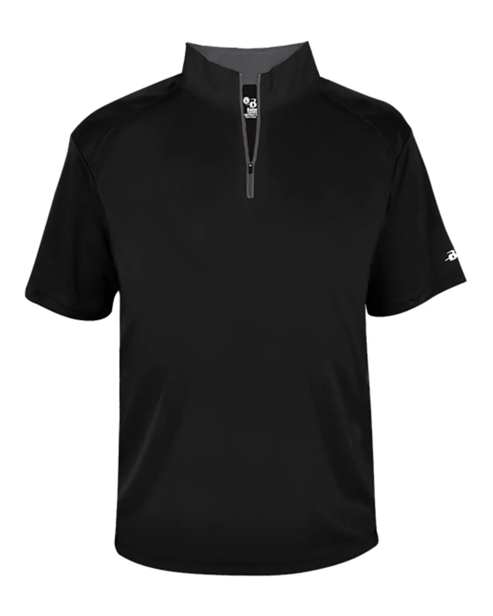 Badger Men's B-Core Short Sleeve Quarter-Zip in Black/ Graphite