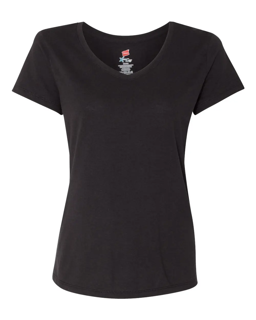 Hanes Women's Perfect-T Triblend V-Neck T-Shirt in Black Triblend