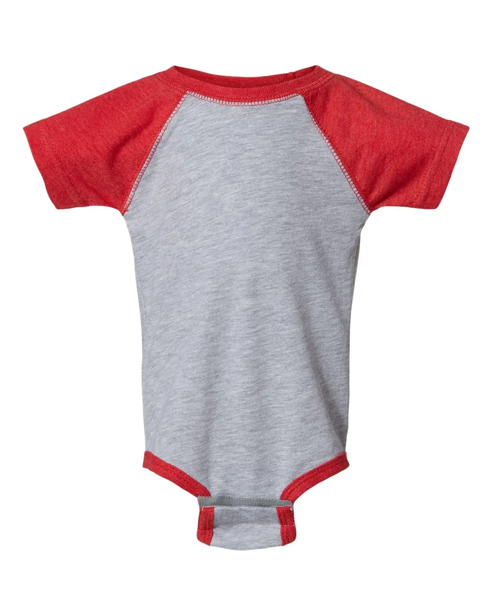 Rabbit Skins Infant Baseball Fine Jersey Bodysuit in Vintage Heather/ Vintage Red