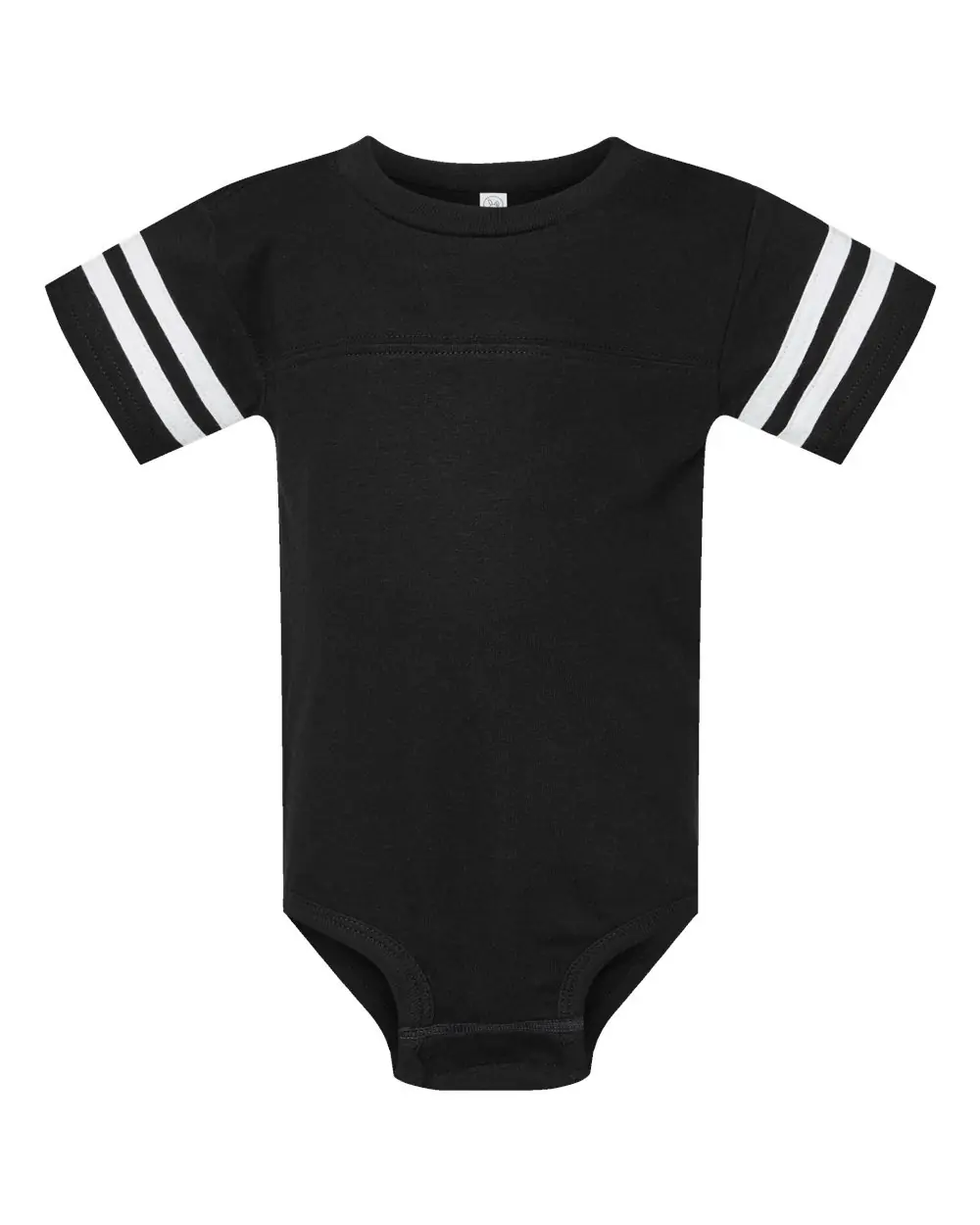 Rabbit Skins Infant Football Fine Jersey Bodysuit in Black Solid/ White