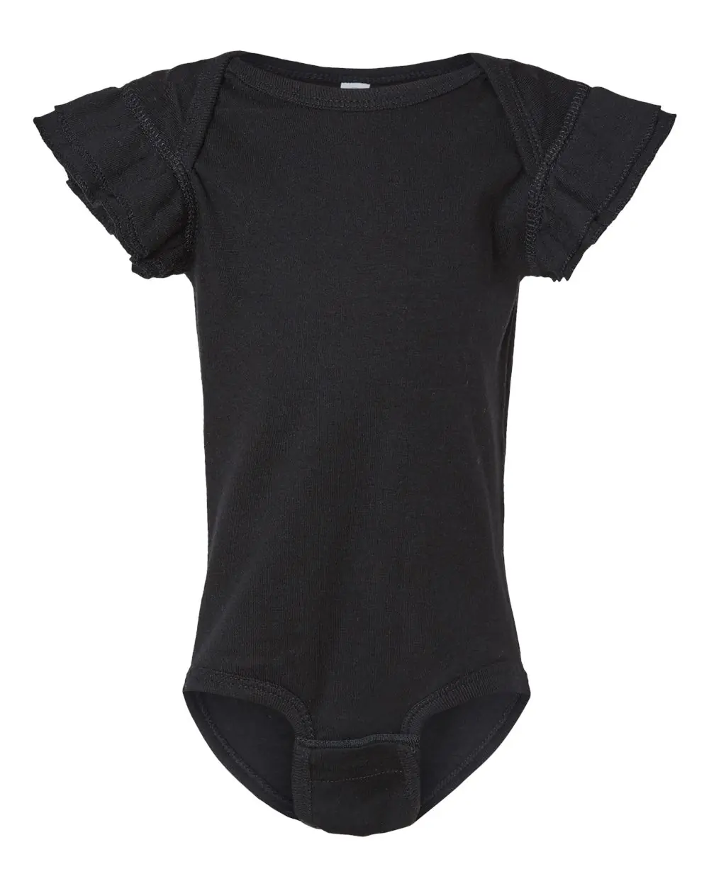 Rabbit Skins Infant Flutter Sleeve Baby Rib Bodysuit in Black
