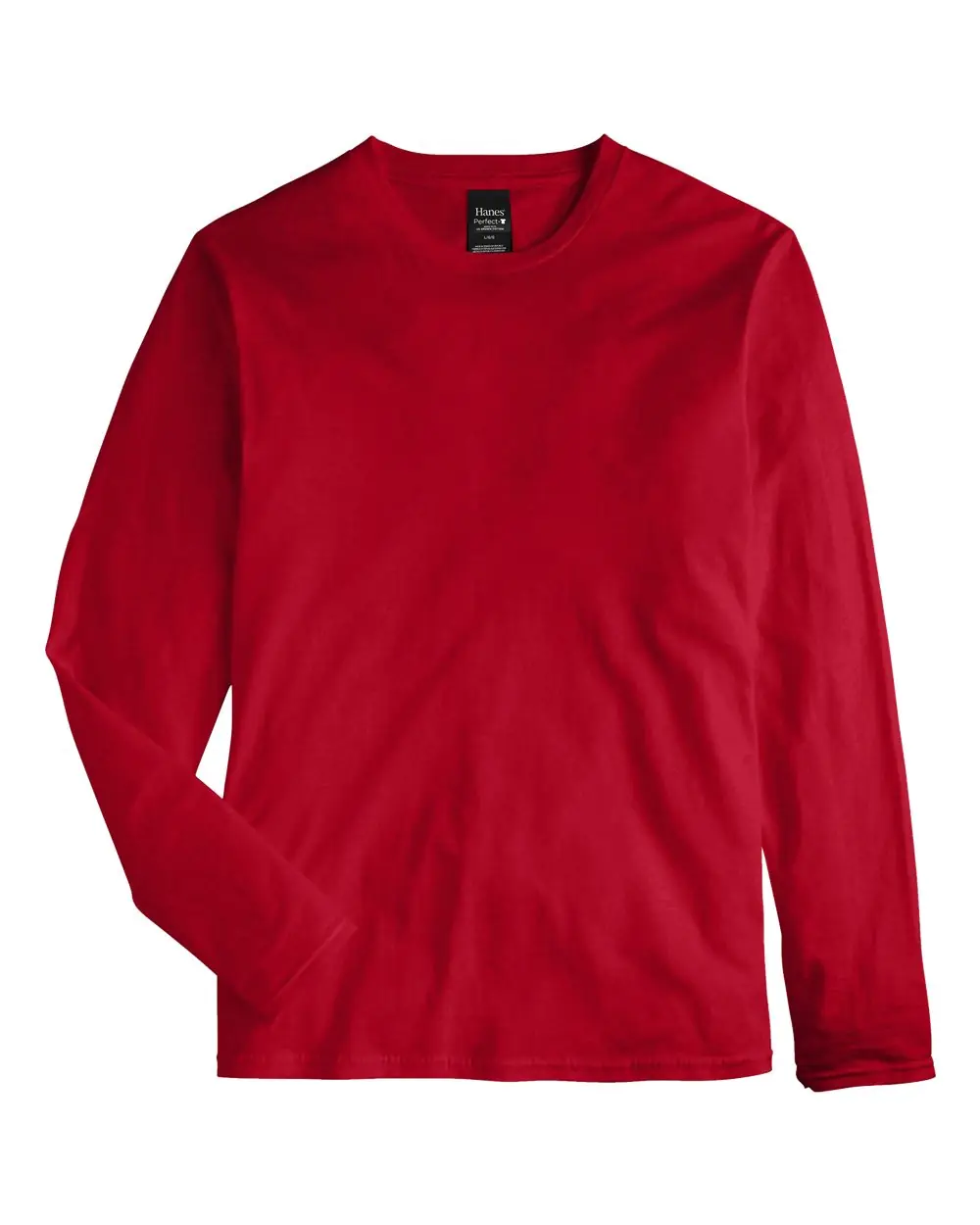 Hanes Unisex Perfect-T Long Sleeve T-Shirt in Deep Red