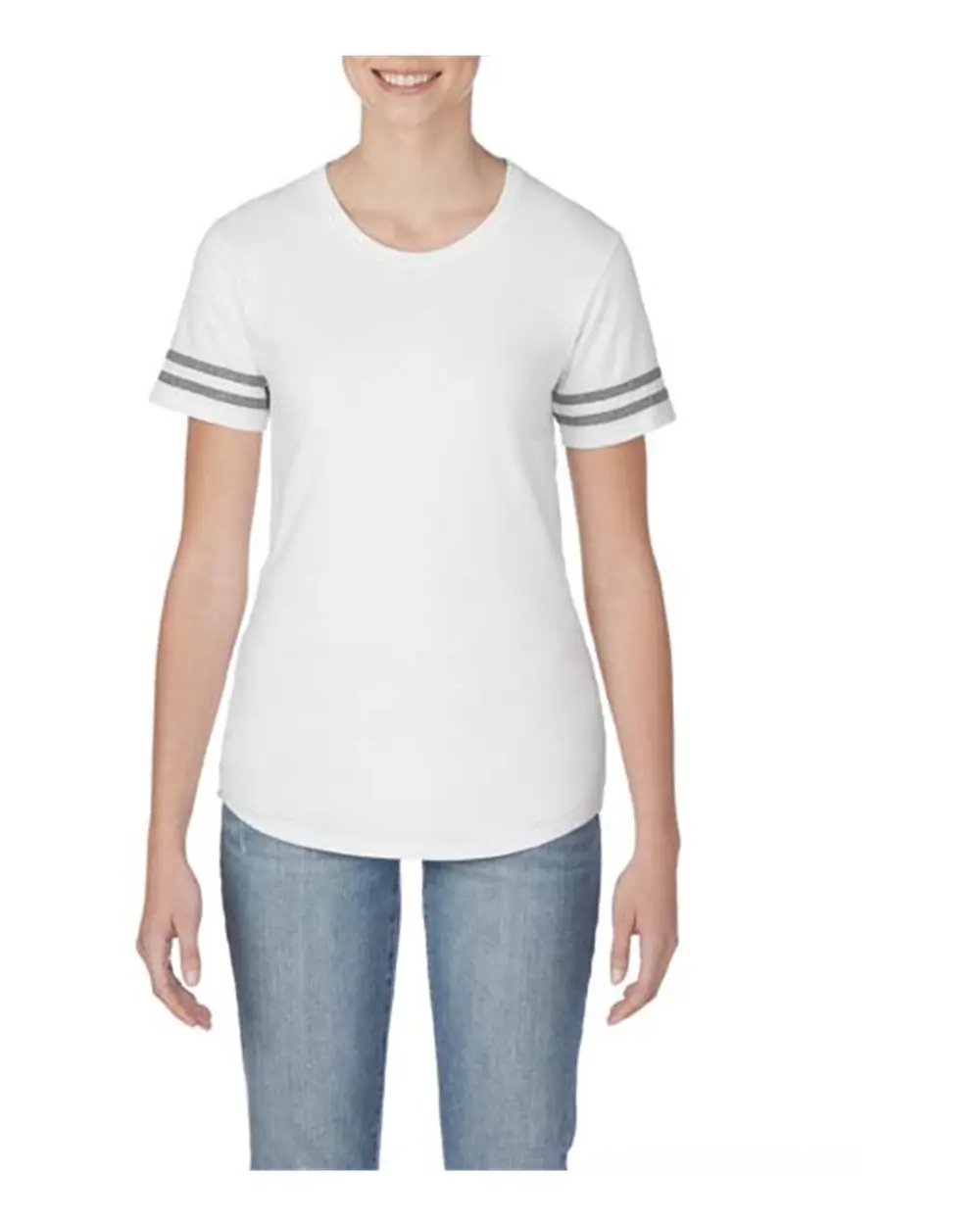 Gildan Women’s Victory T-Shirt in White/ Graphite Heather