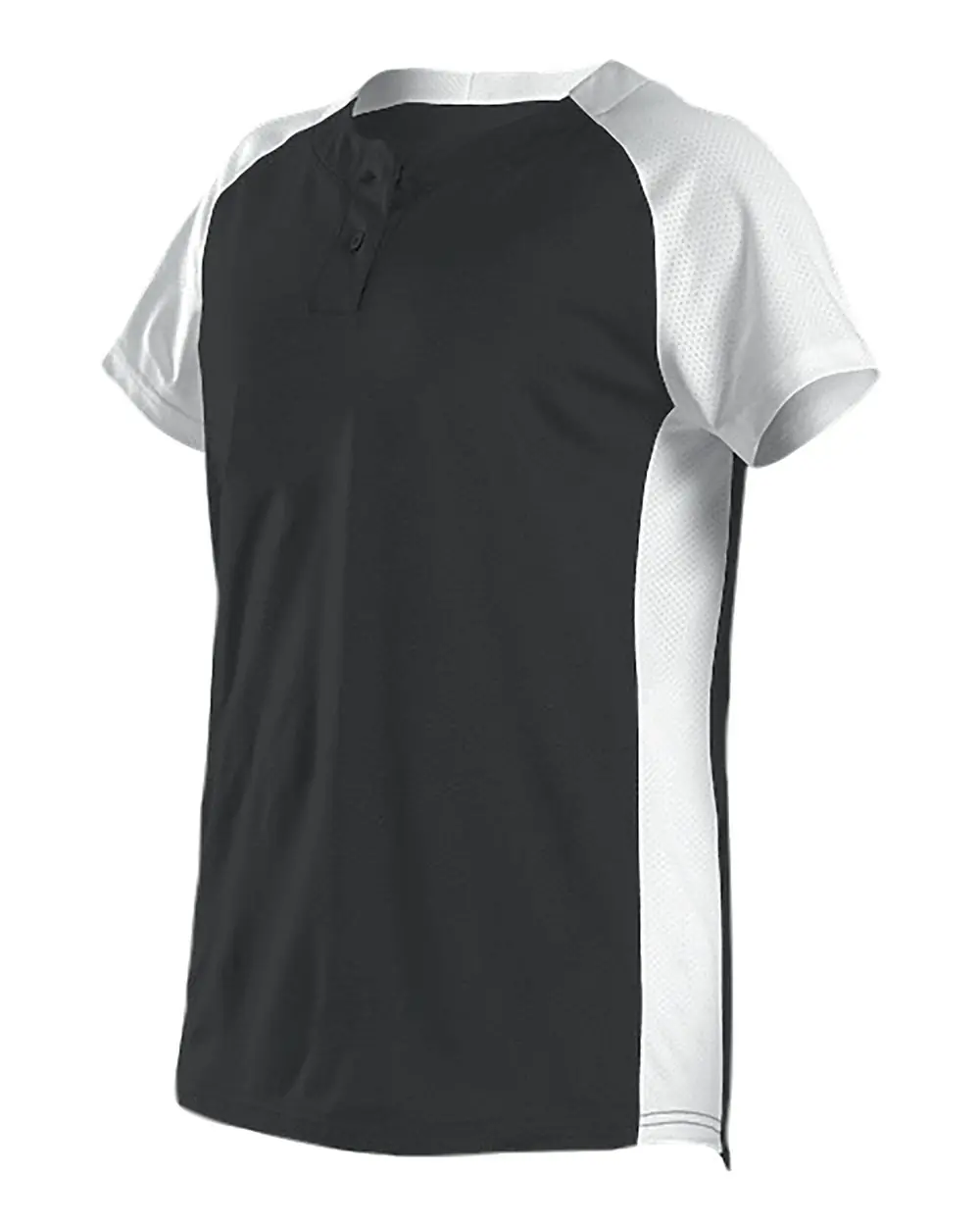 Alleson Athletic Women's Two Button Fastpitch Jersey in Black/ White