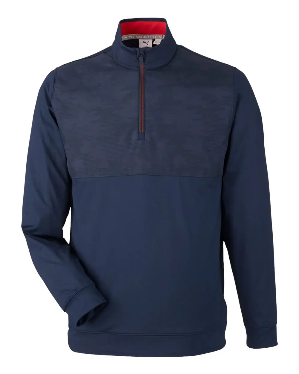 Puma Golf Men's Volition Camo Cover Quarter-Zip Pullover in Navy Blazer/ Ski Patrol