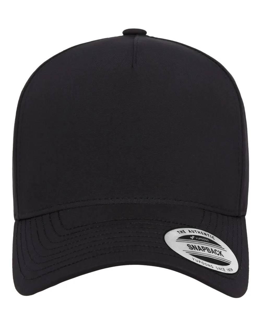 YP Classics Five-Panel Snapback with Perforated Cap in Black