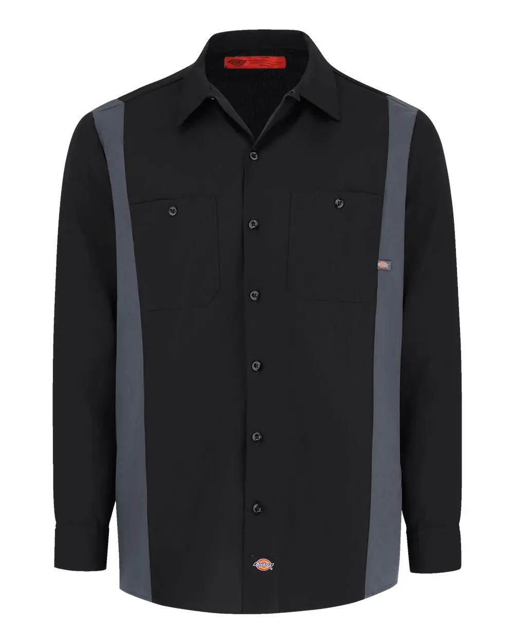 Dickies Men's Industrial Colorblocked Long Sleeve Shirt in Black/ Dark Charcoal