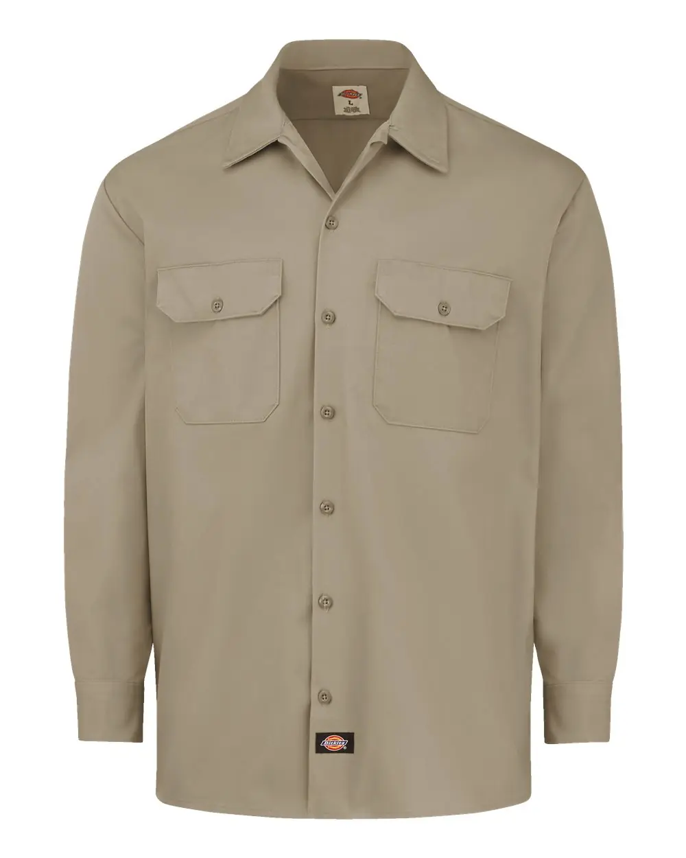Dickies Men's Heavyweight Cotton Long Sleeve Shirt in Military Khaki