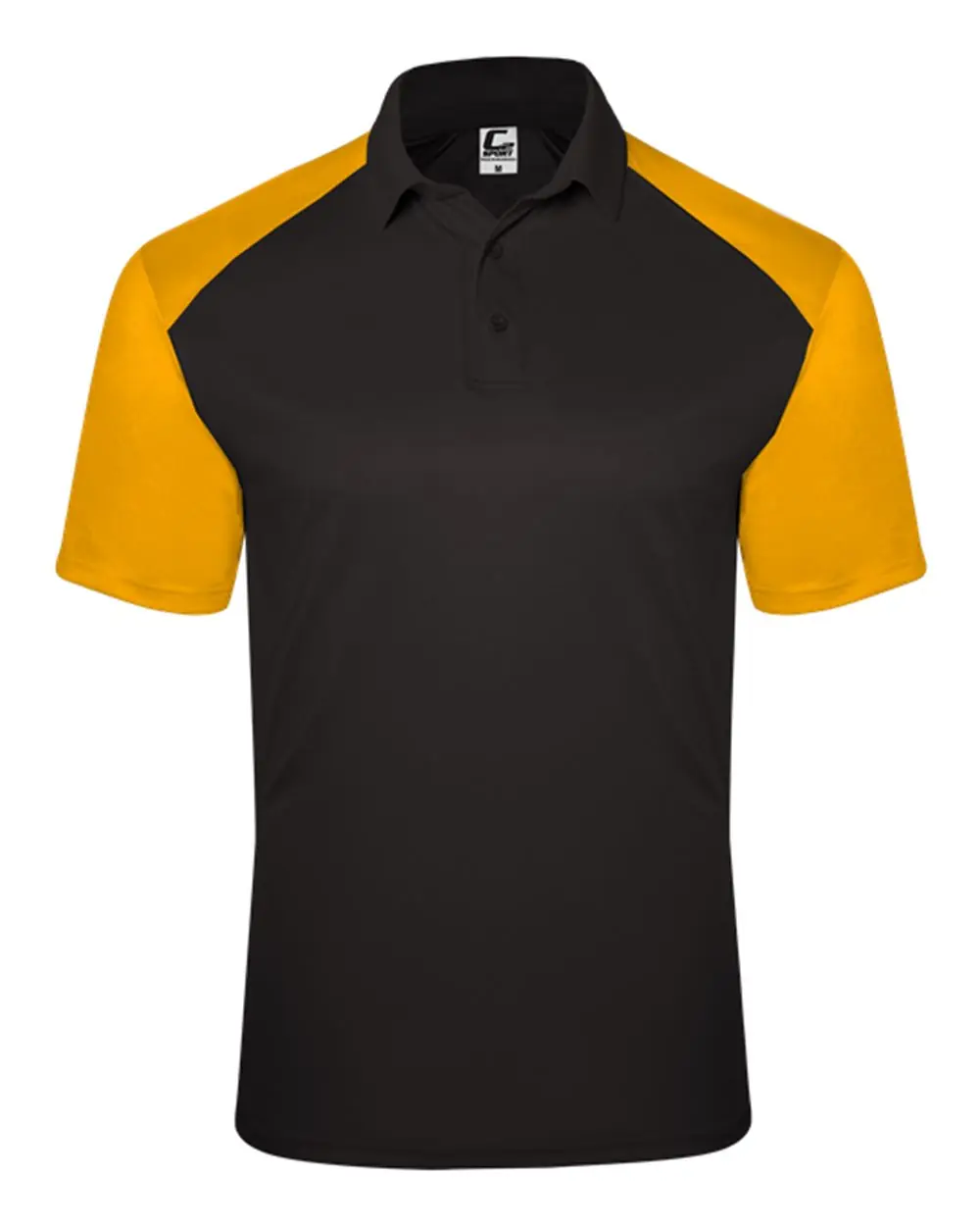 C2 Sport Men's Sport Polo in Black/ Gold