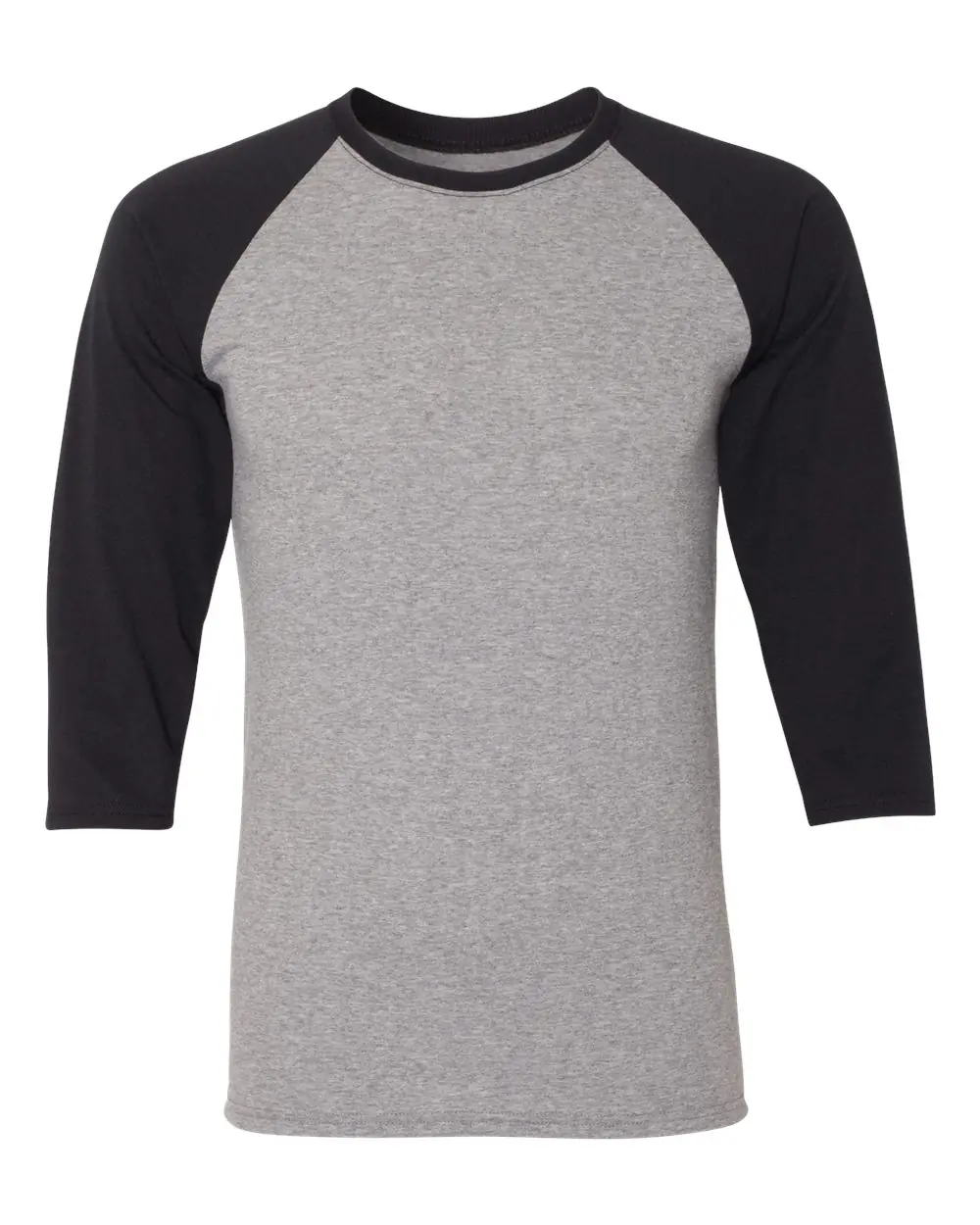 Jerzees Unisex Triblend Three-Quarter Raglan Baseball T-Shirt in Oxford/ Black