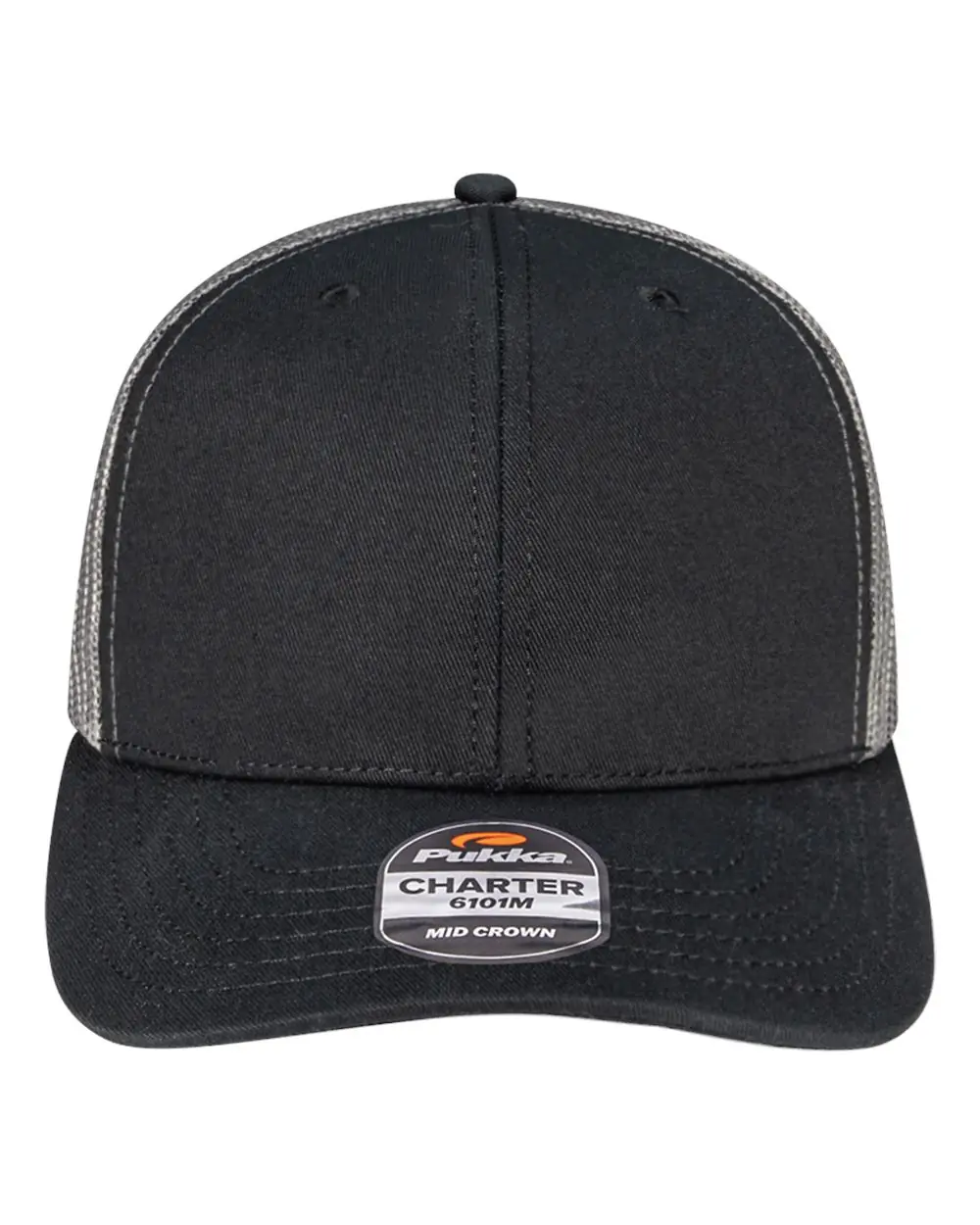 Pukka Charter Six-Panel Cap in Black/ Charcoal