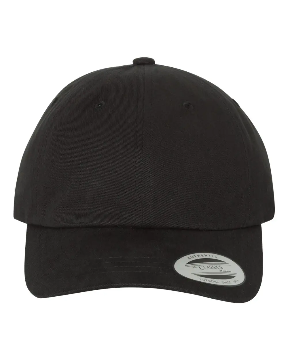 YP Classics Peached Cotton Twill Dad Hat in Black