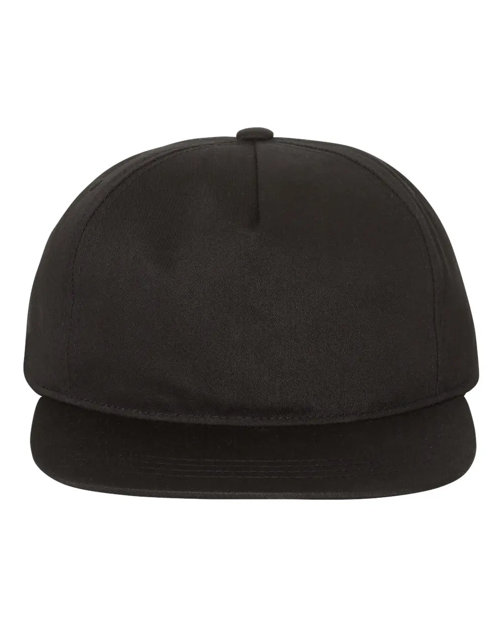 YP Classics Lightly-Structured Five-Panel Snapback Cap in Black
