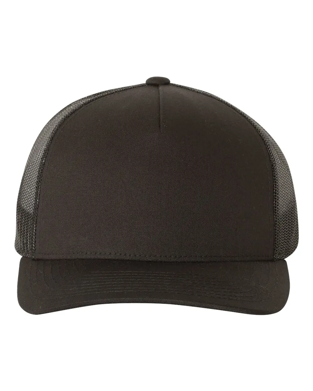 YP Classics Five-Panel Retro Trucker Cap in Black