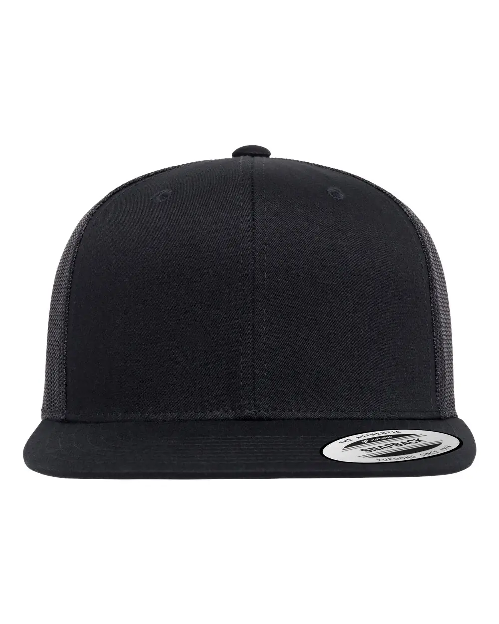 YP Classics Retro High Profile Trucker Cap in Black