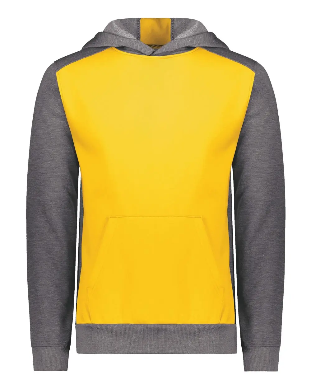 Augusta Sportswear Youth Eco Revive™ Three-Season Triblend Fleece Hooded Sweatshirt in Gold/ Carbon Heather