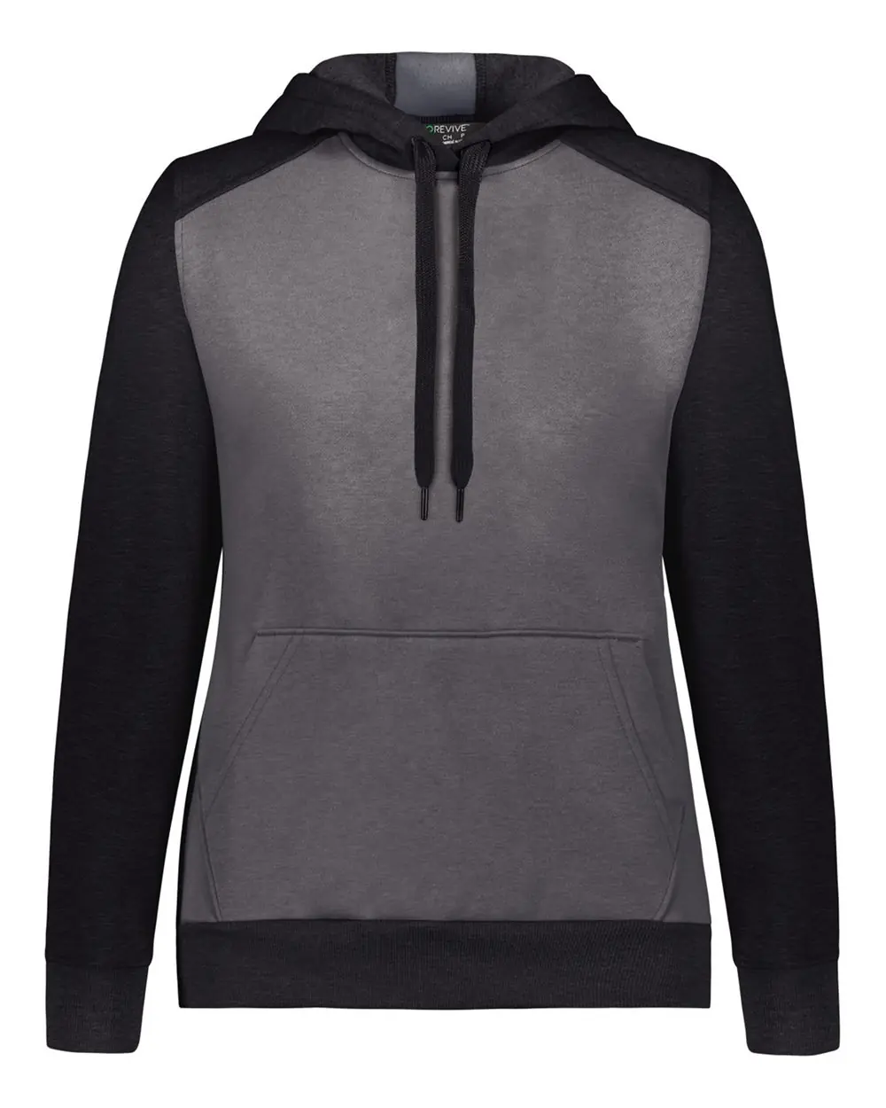 Augusta Sportswear Women's Eco Revive™ Three-Season Triblend Fleece Hooded Sweatshirt in Carbon Heather/ Black