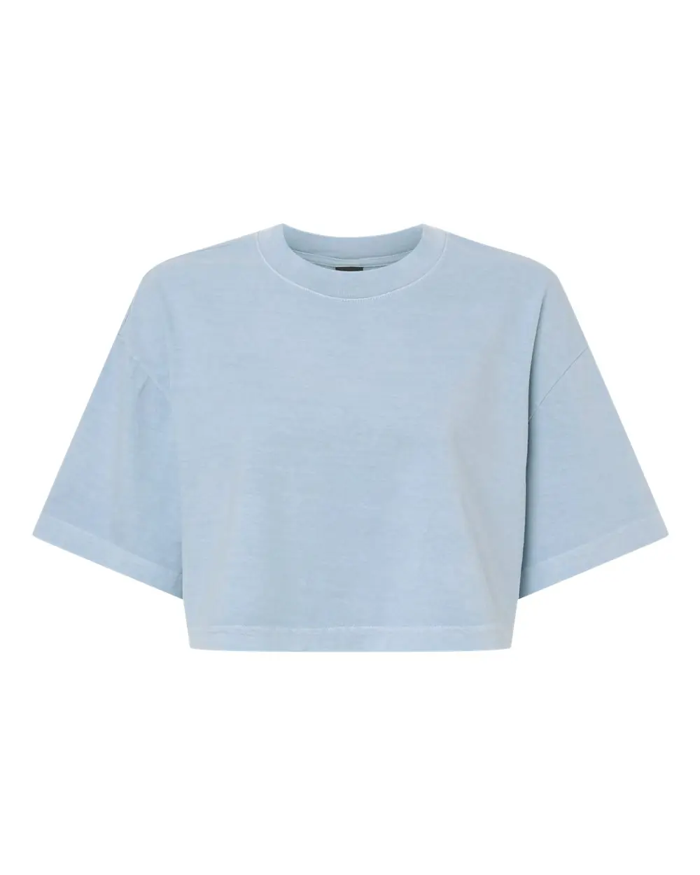 Bella + Canvas Women's Garment-Dyed Cropped Tee in Light Washed Denim