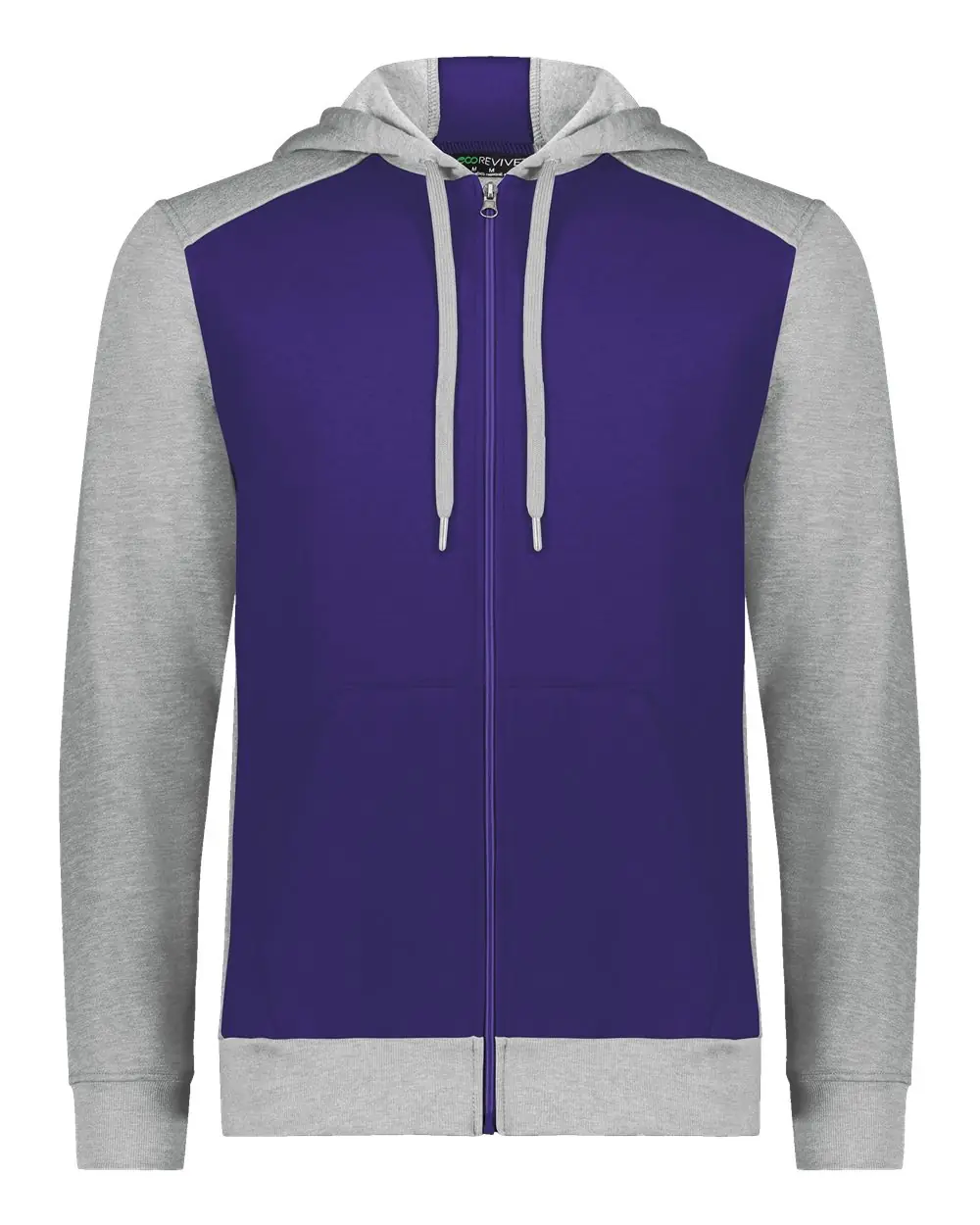 Augusta Sportswear Unisex Eco Revive™ Three-Season Triblend Fleece Full-Zip Hooded Sweatshirt in Purple/ Grey Heather