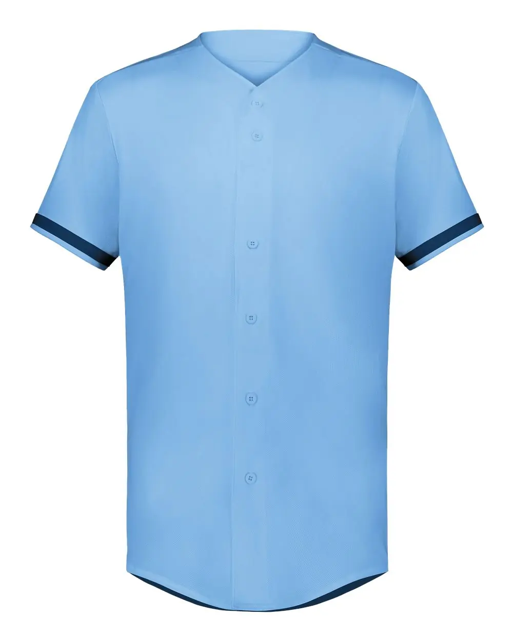 Augusta Sportswear Unisex Full Button Baseball Jersey in Columbia Blue/ Navy