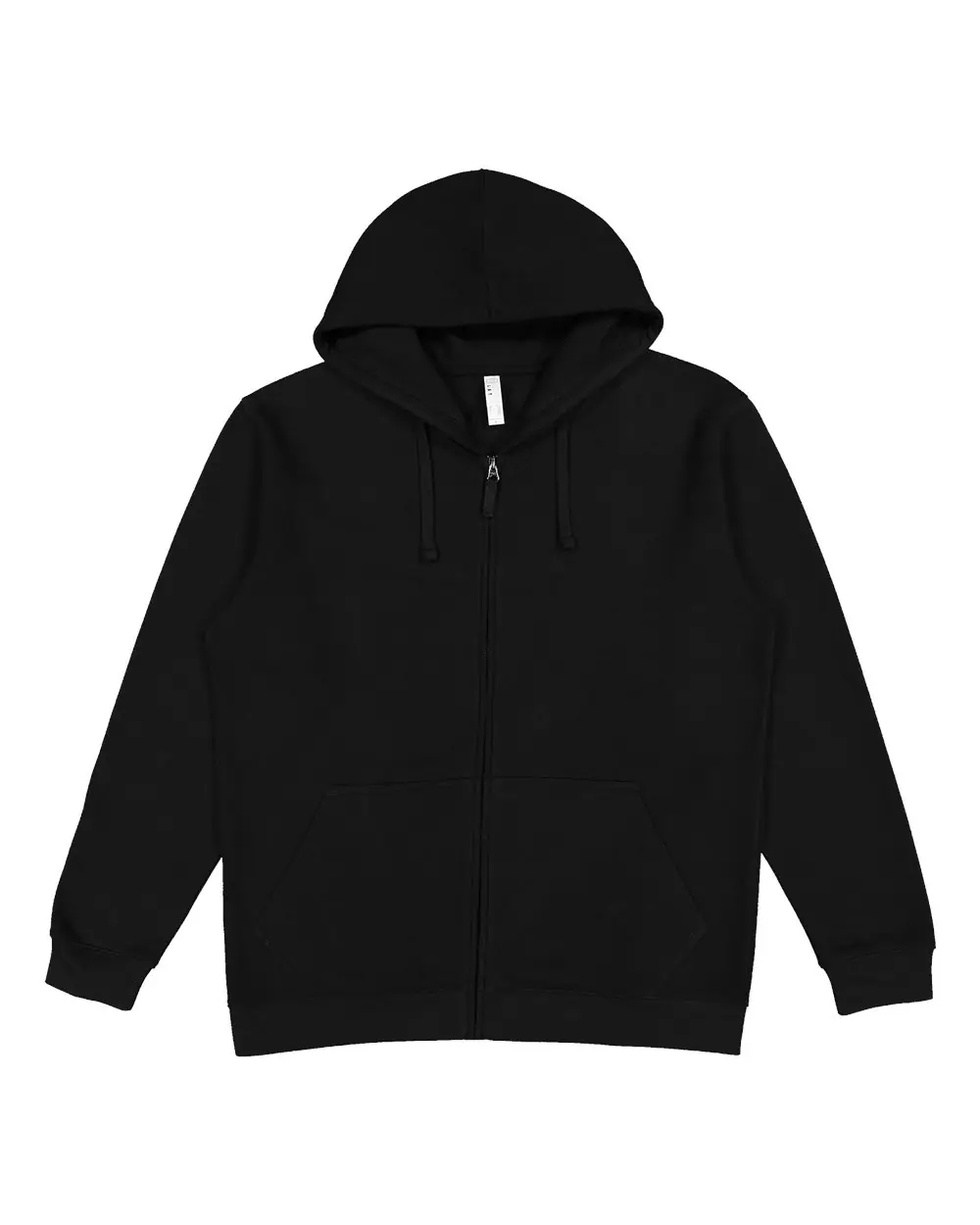 LAT Unisex Full-Zip Fleece Hoodie Sweatshirt in Black