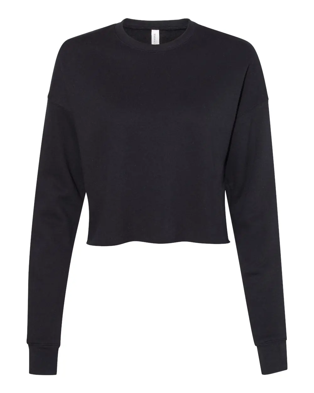 Bella + Canvas Women's Crop Fleece Crewneck Sweatshirt in Black