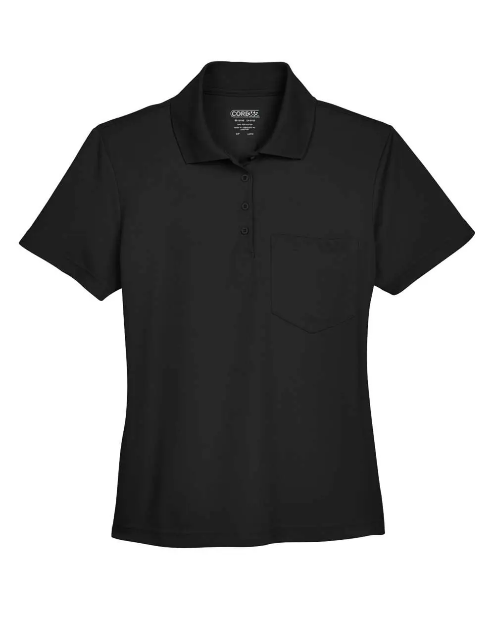 CORE365 Women's Origin Performance Piqué Polo with Pocket in Black