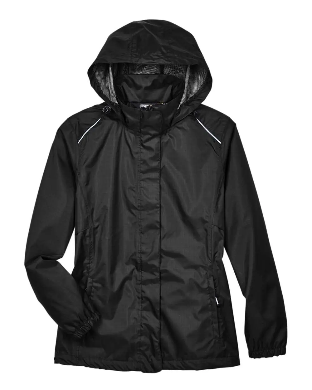 CORE365 Women's Climate Seam-Sealed Lightweight Variegated Ripstop Jacket in Black