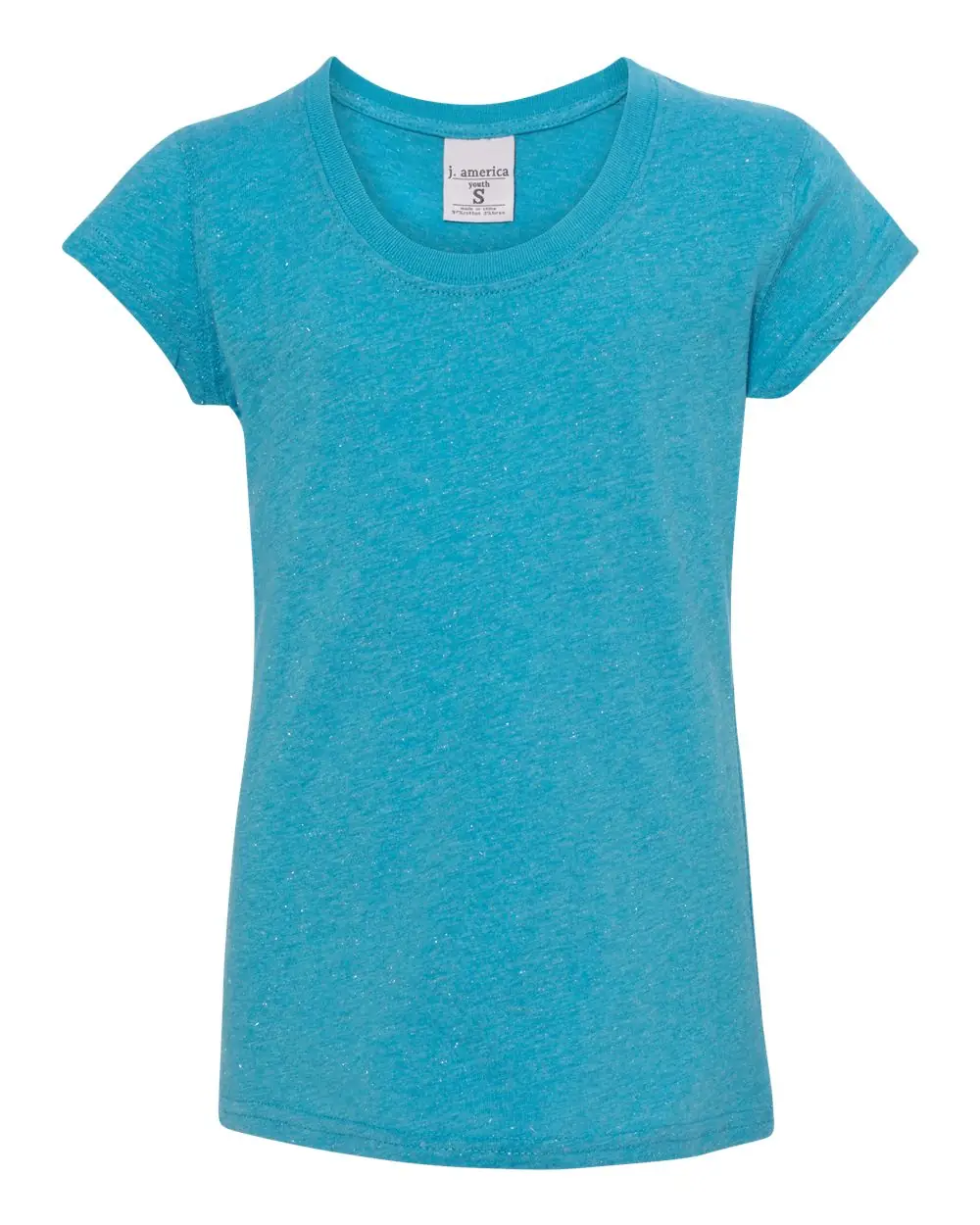 J. America Youth Glitter T-Shirt in Maui Blue/ Silver