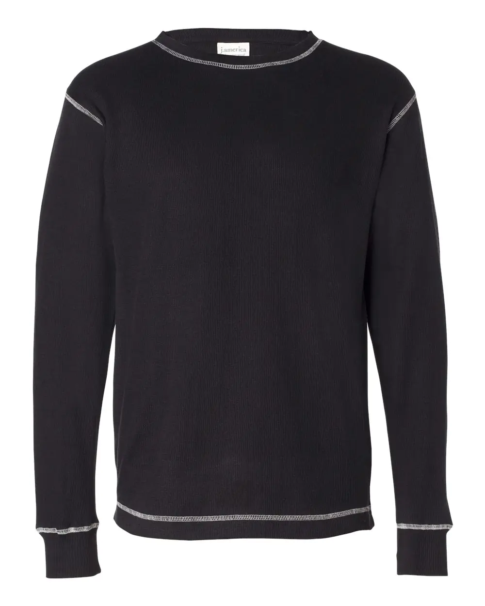 J. America Men's Vintage Thermal Long Sleeve T-Shirt in Black/ Vintage White