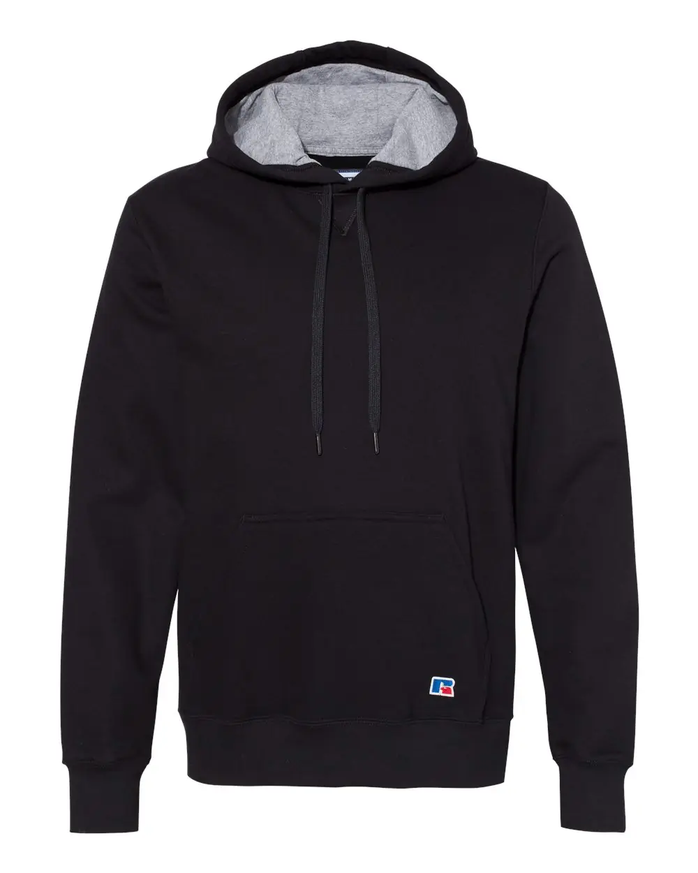 Russell Athletic Unisex Cotton Rich Fleece Hooded Sweatshirt in Black