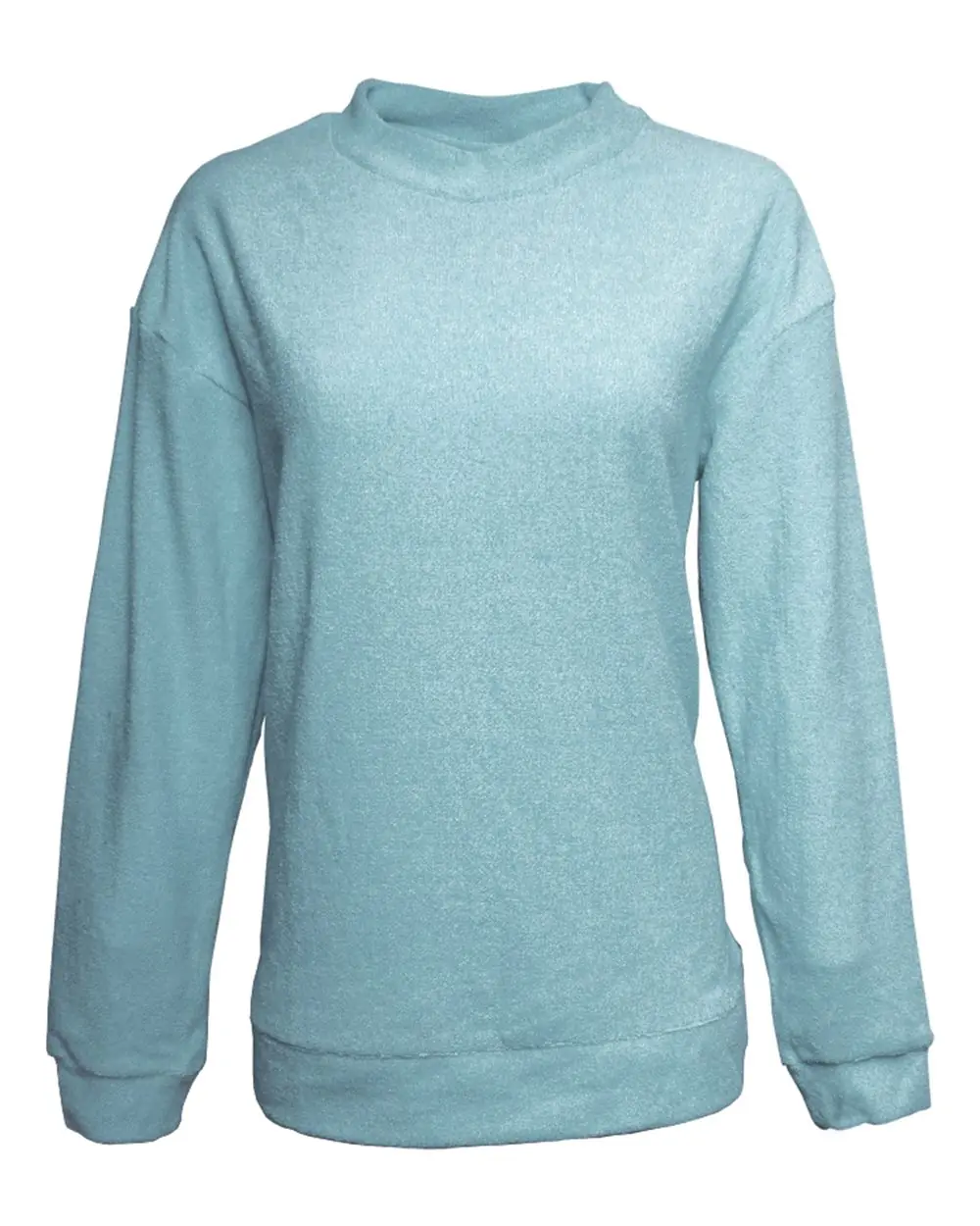 J. America Women's Weekend Terry Mock Neck Pullover in Columbia Blue