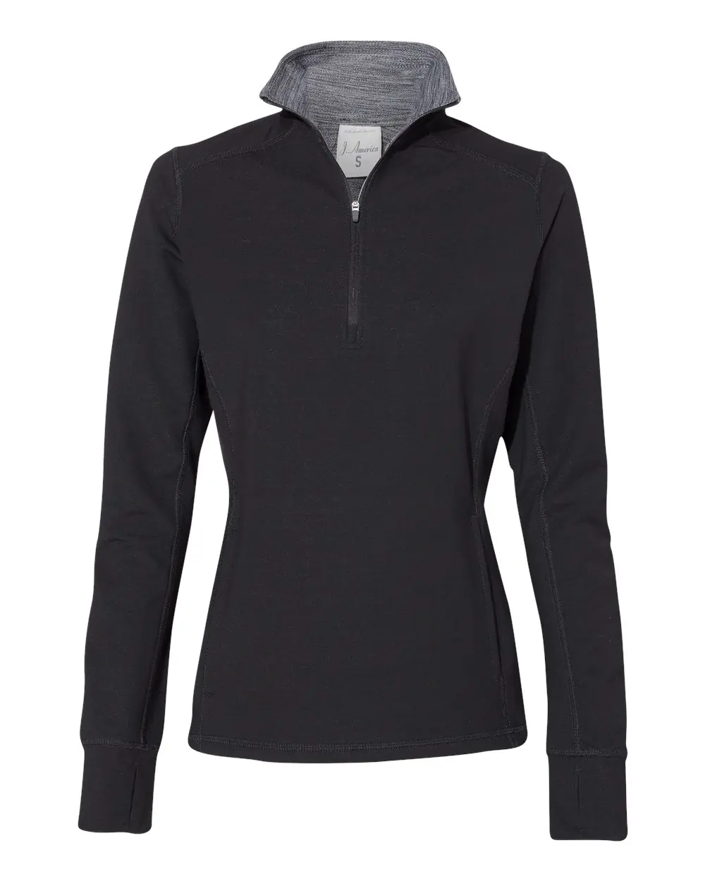 J. America Women’s Omega Stretch Quarter-Zip Pullover in Black Triblend