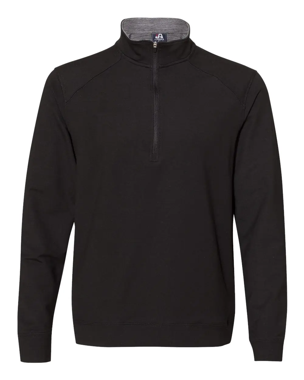 J. America Men's Omega Stretch Quarter-Zip Pullover in Black Triblend