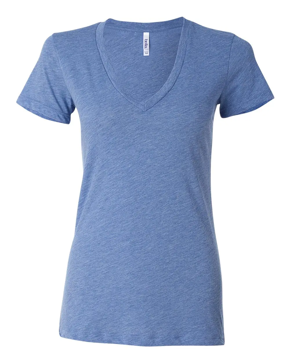 Bella + Canvas Women’s Triblend Deep V-Neck Tee in Blue Triblend