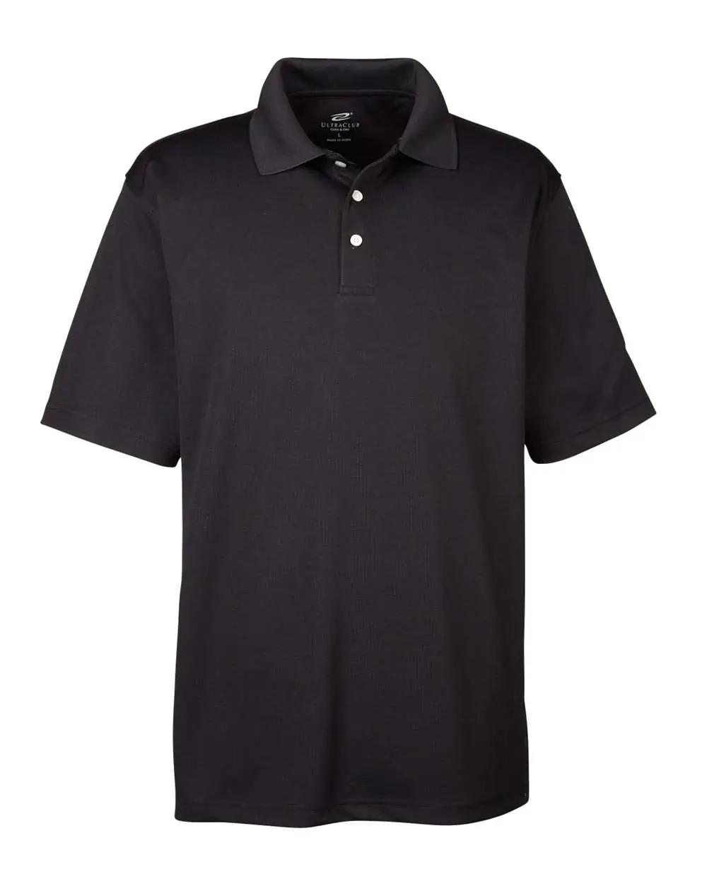 UltraClub Men's Cool & Dry Stain-Release Performance Polo in Black